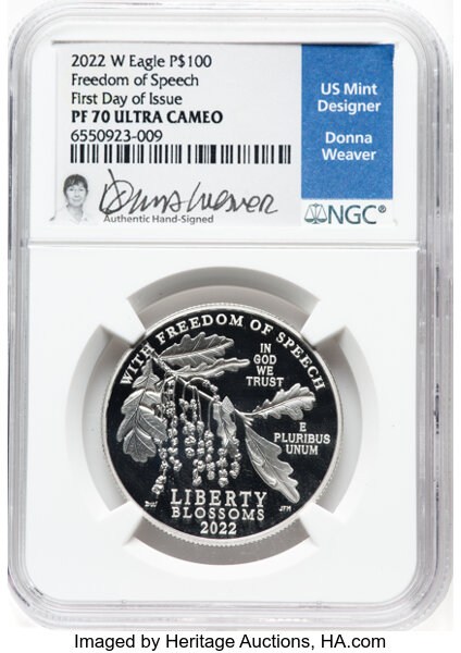 2022-W P$100  Platinum Eagle, Freedom of Speech PR DCAM PR65 DCAM thumbnail 21