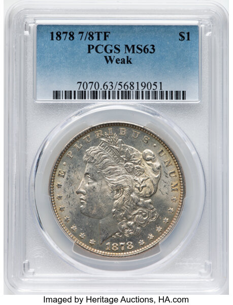 1878 7/8TF $1  Weak, 7/4, Doubled Legs, VAM-33 MS thumbnail 6