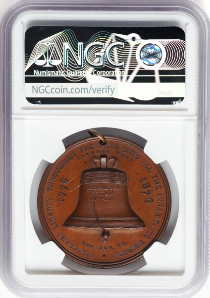 1876 SC$1 Liberty Bell, Copper, HK-25 MS RB thumbnail 4
