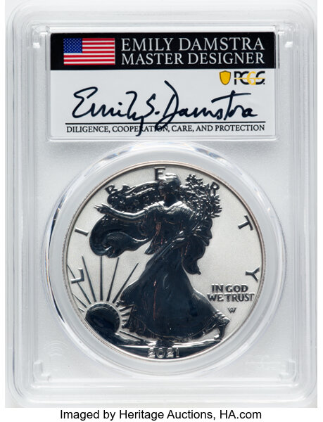 2021-S $1  Silver Eagle, Reverse Proof, Type 2 PR66 CAC thumbnail 13