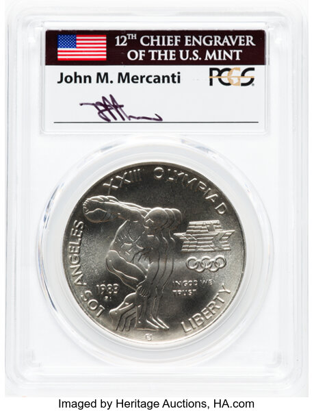 1983-P S$1 Los Angeles Olympiad Discus Thrower MS thumbnail 5