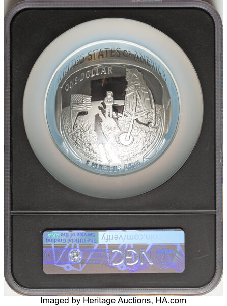 2019-P S$1 5oz Silver, Apollo 11 50th Anniversary PR DCAM PR70 DCAM CAC thumbnail 7