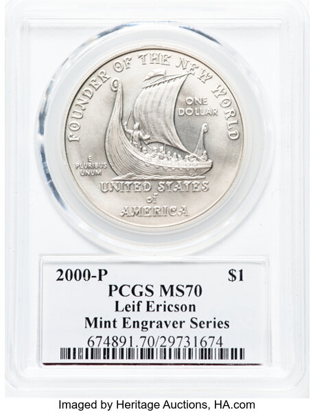 2000-P S$1 Leif Ericson Millennium MS70 thumbnail 8