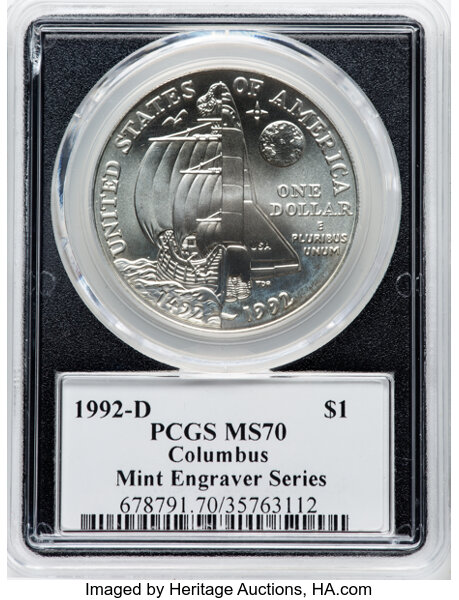 1992-D S$1 Columbus Quincentenerary MS70 thumbnail 4