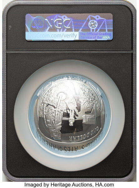 2019-P S$1 5oz Silver, Apollo 11 50th Anniversary PR DCAM PR70 DCAM CAC thumbnail 4