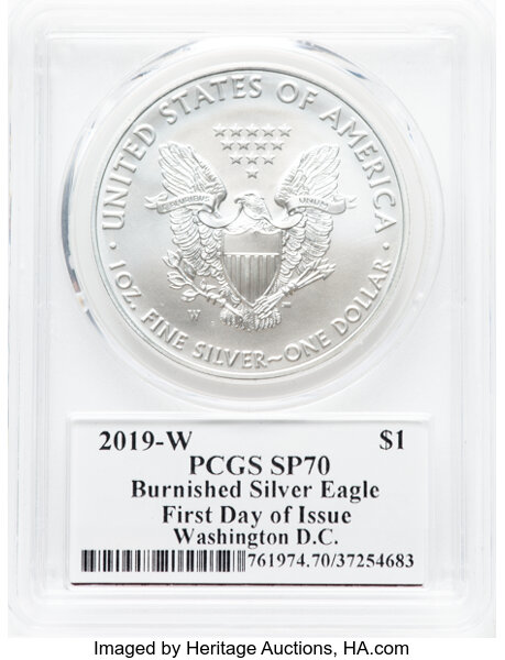 2019-W $1  Silver Eagle, Burnished OGP thumbnail 6