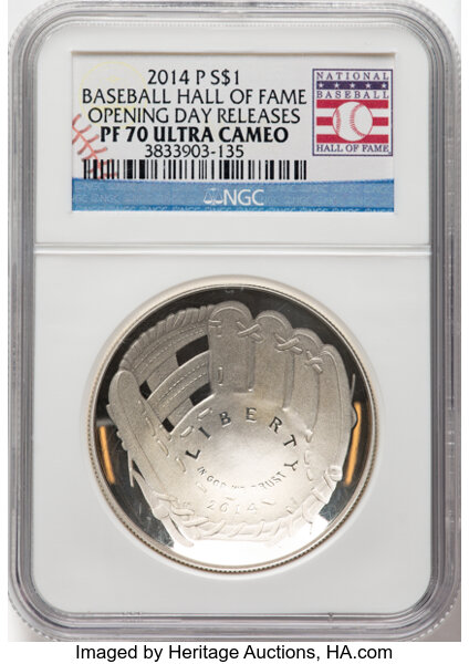 2014-P S$1 Baseball Hall of Fame PR DCAM PR70 DCAM thumbnail 3