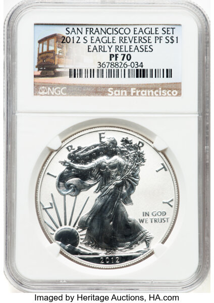 2012-S $1  Silver Eagle, Reverse Proof PR70 thumbnail 15