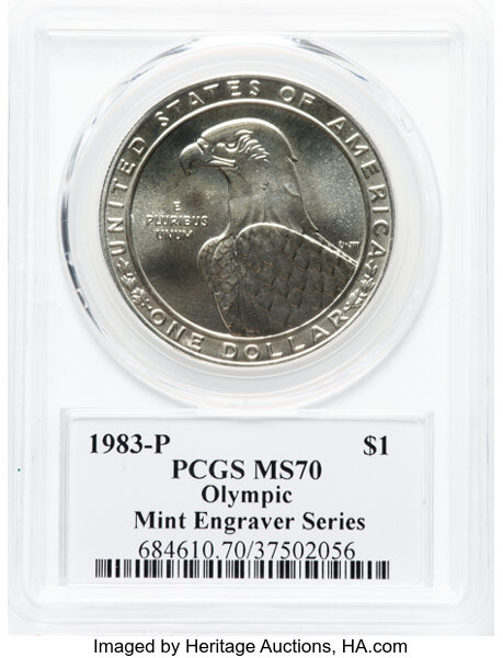 1983-P S$1 Los Angeles Olympiad Discus Thrower MS70 thumbnail 4
