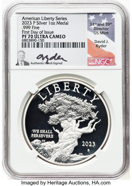 2023-P Medal 1oz Silver, American Liberty, Bristlecone Pine Tree PR DCAM thumbnail 6