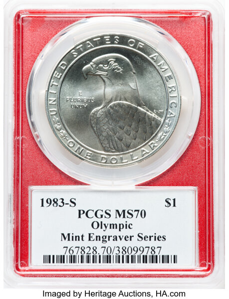 1983-S S$1 Los Angeles Olympiad Discus Thrower MS63 CAC thumbnail 21