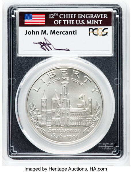 1996-D S$1 Smithsonian Institution 150th Anniversary MS thumbnail 4