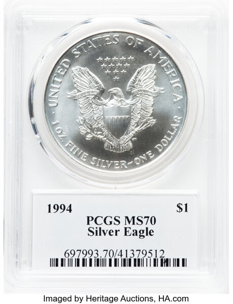 1994 $1  Silver Eagle MS70 thumbnail 4