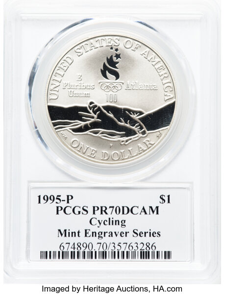 1995-P S$1 Atlanta Olympics Cycling PR DCAM PR70 DCAM thumbnail 2