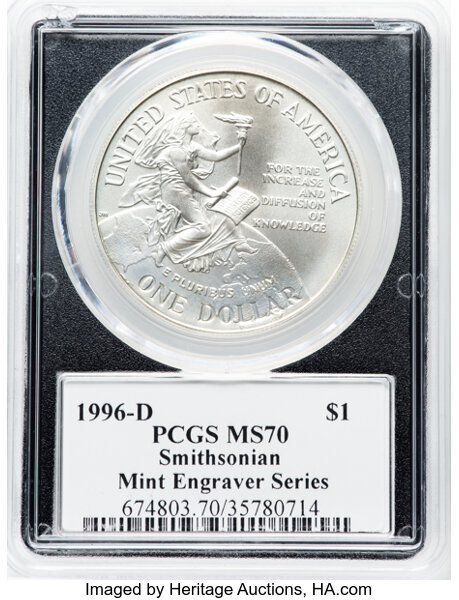 1996-D S$1 Smithsonian Institution 150th Anniversary OGP thumbnail 6