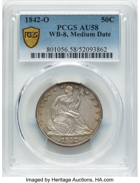 1842-O 50c Medium Date, Reverse of 1842 F15 CAC thumbnail 21
