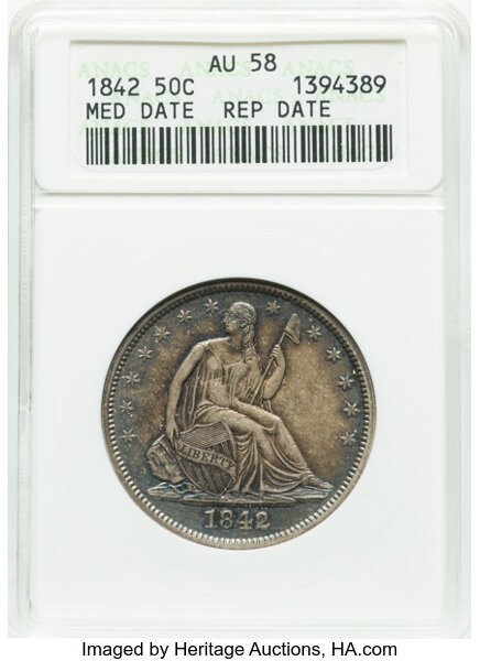 1842 50c Medium Date MS thumbnail 8