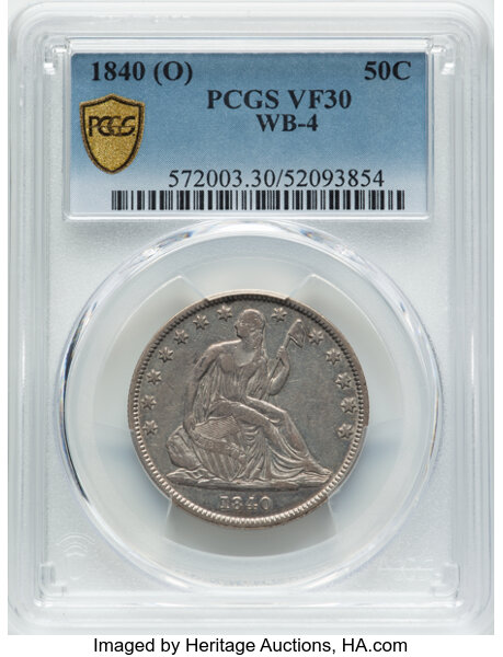1840-(O) 50c Medium Letters, Reverse of 1838 VG10 CAC thumbnail 23