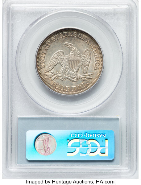 1842 50c Medium Date AU55 thumbnail 2