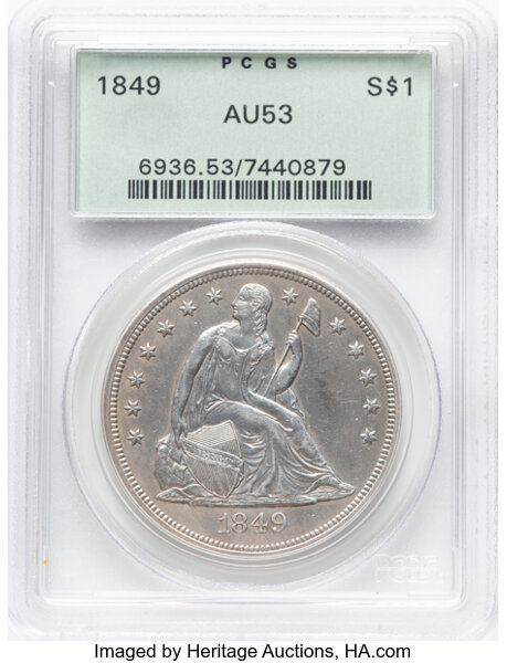 Image for 1849 $1 AU53 CAC