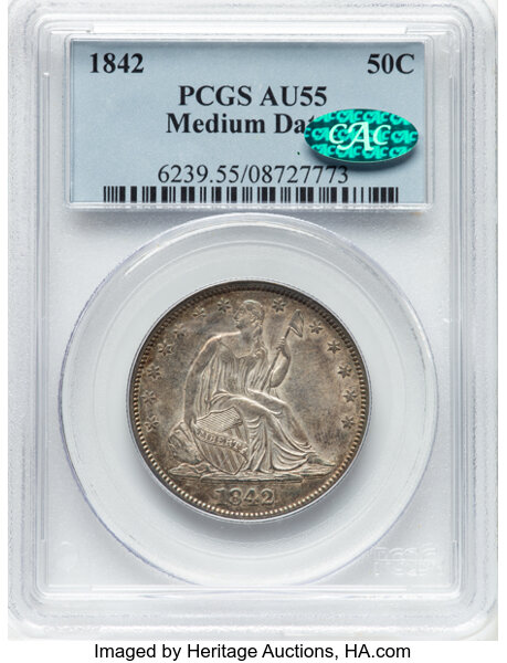 1842 50c Medium Date MS thumbnail 6