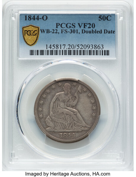 1844-O 50c Doubled Date, FS-301, WB-22 MS thumbnail 16