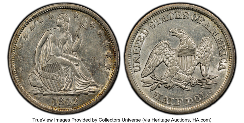 1842 50c Medium Date MS thumbnail 7