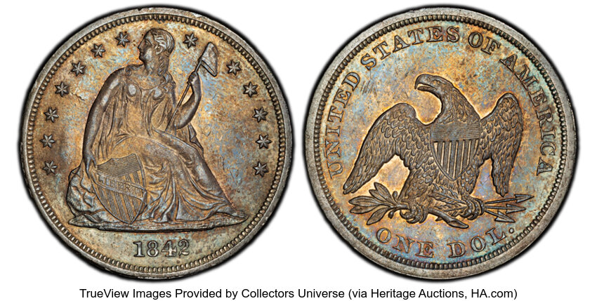 Image for 1842 $1 AU58 CAC