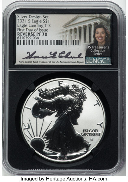 2021-S $1  Silver Eagle, Reverse Proof, Type 2 PR66 CAC thumbnail 21