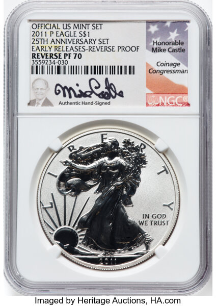 2011-P $1  Silver Eagle, Reverse Proof, 25th Anniversary PR70 thumbnail 11