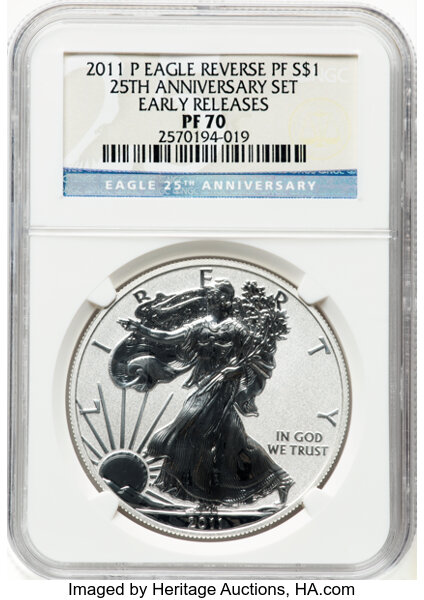 2011-P $1  Silver Eagle, Reverse Proof, 25th Anniversary PR70 thumbnail 13