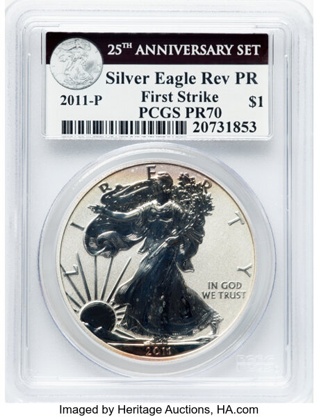 2011-P $1  Silver Eagle, Reverse Proof, 25th Anniversary PR70 thumbnail 15