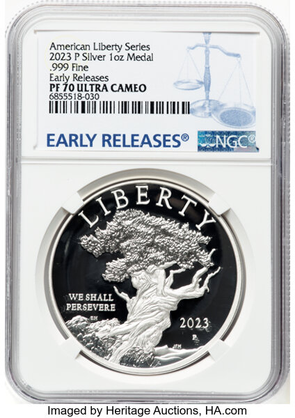 2023-P Medal 1oz Silver, American Liberty, Bristlecone Pine Tree PR DCAM thumbnail 5