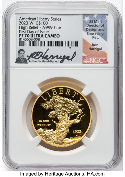 2023-W G$100  1oz Gold, American Liberty, Bristlecone Pine Tree PR DCAM thumbnail 7