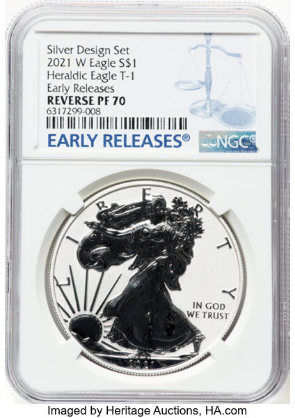 2021-W $1  Silver Eagle, Reverse Proof, Type 1 PR70 CAC thumbnail 23