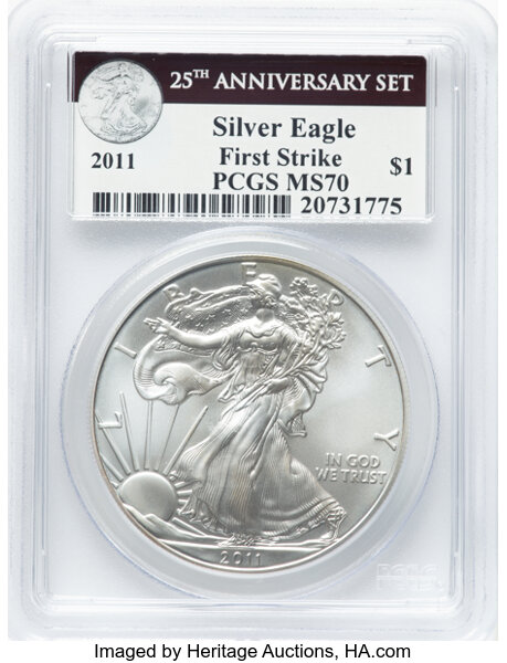 Image for 2011 Set 25th Anniversary Silver Eagle, 5 Coins MS70