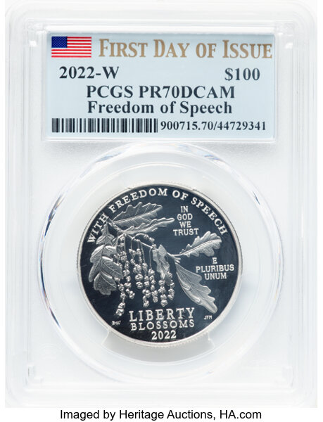 2022-W P$100  Platinum Eagle, Freedom of Speech PR DCAM PR65 DCAM thumbnail 23
