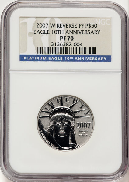 2007-W P$50  Platinum Eagle, Reverse Proof PR70 thumbnail 7