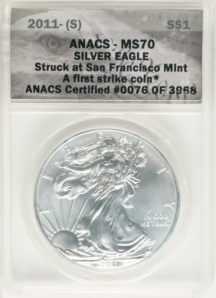 2011-(S) $1  Silver Eagle, Struck at San Francisco Mint MS70 thumbnail 7