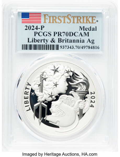 2024-P Medal 1oz Silver, Liberty & Britannia PR DCAM thumbnail 2