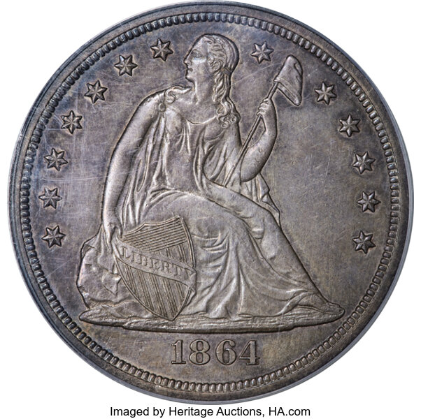 1864 $1 MS65 CAC thumbnail 20