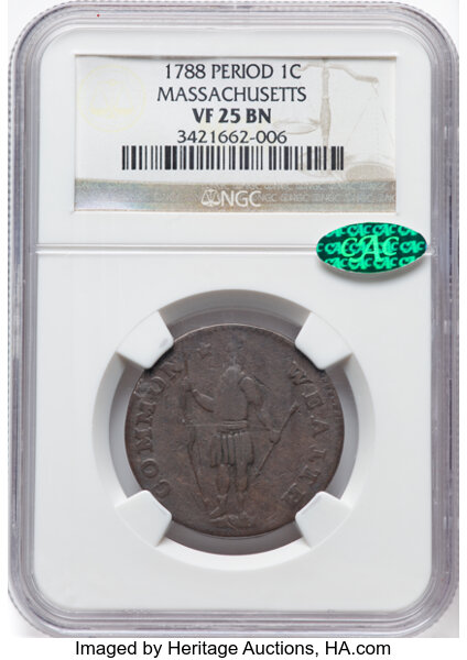1788 Cent Massachusetts, With Period MS BN thumbnail 15