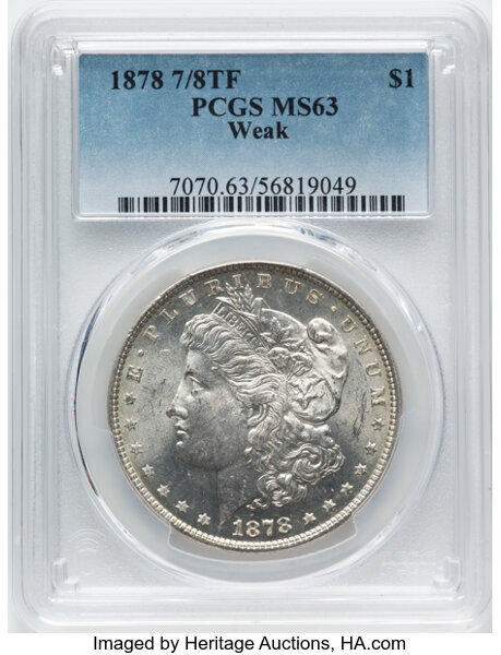 1878 7/8TF $1  Weak, 7/4, Doubled Legs, VAM-33 MS thumbnail 4
