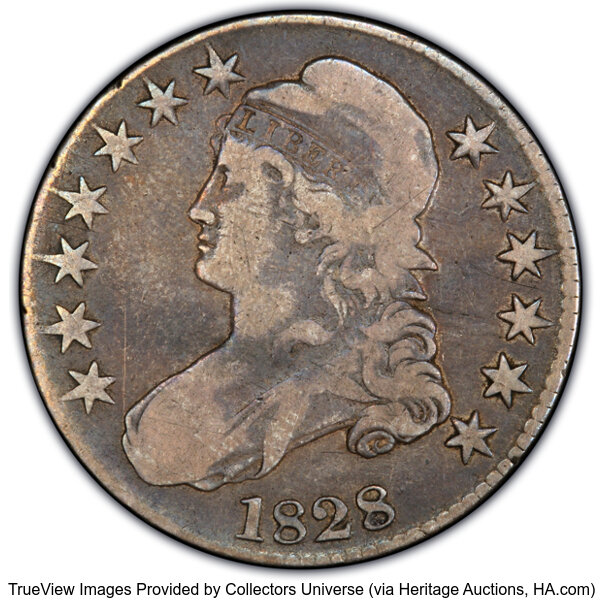 1828 Square Base 2, Small 8s, Large Letters Half Dollar MS Values