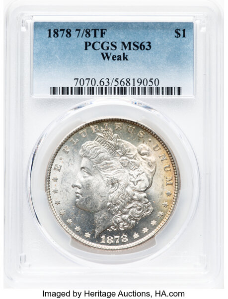 1878 7/8TF $1  Weak, 7/4, Doubled Legs, VAM-33 MS thumbnail 2