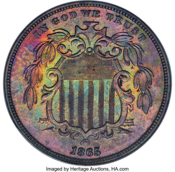 1865 P5c Copper, J-417 PR RB PR65 RB thumbnail 3