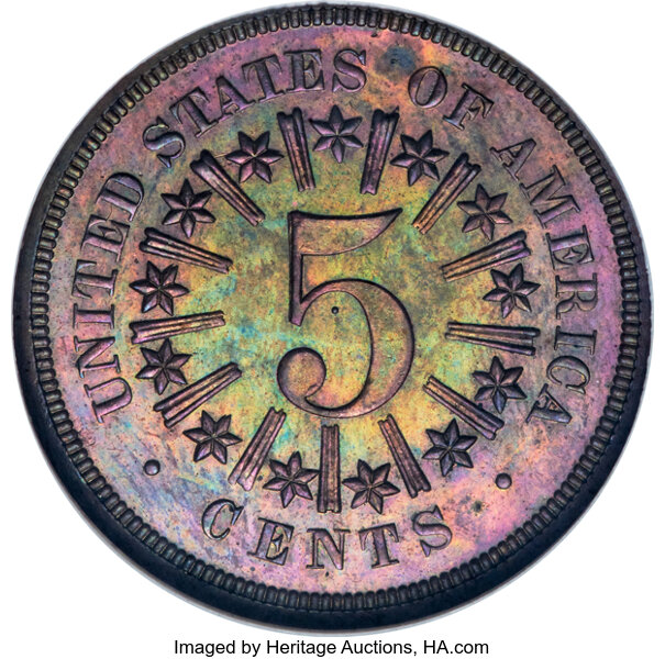 1865 P5c Copper, J-417 PR RB PR65 RB thumbnail 4
