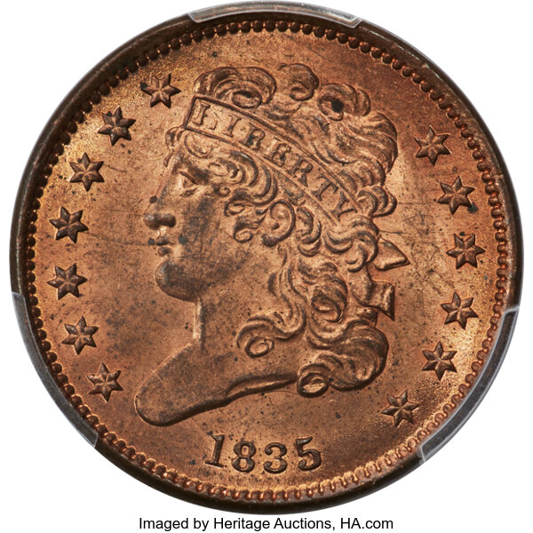 Image for 1835 1/2c C-2 MS RD