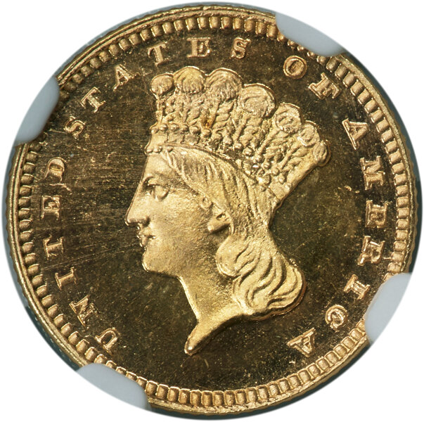 Liberty Gold Dollar G$1 Type 3, 1856-1889 PR CAM [Type] PR66 CAM CAC thumbnail 7