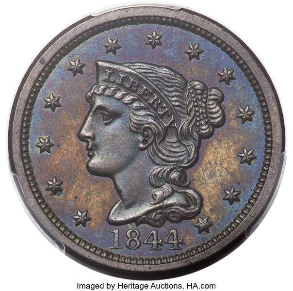 Image for 1844 1c PR BN PR63 BN CAC